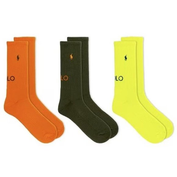 POLO Ralph Lauren Double Logo Polo 93 Crew Socks 6-Pack Size 10-13 - Picture 3 of 7